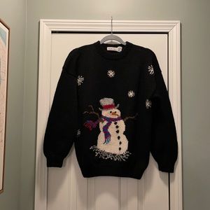 Talbots Snowman 100% crew neck wool sweater